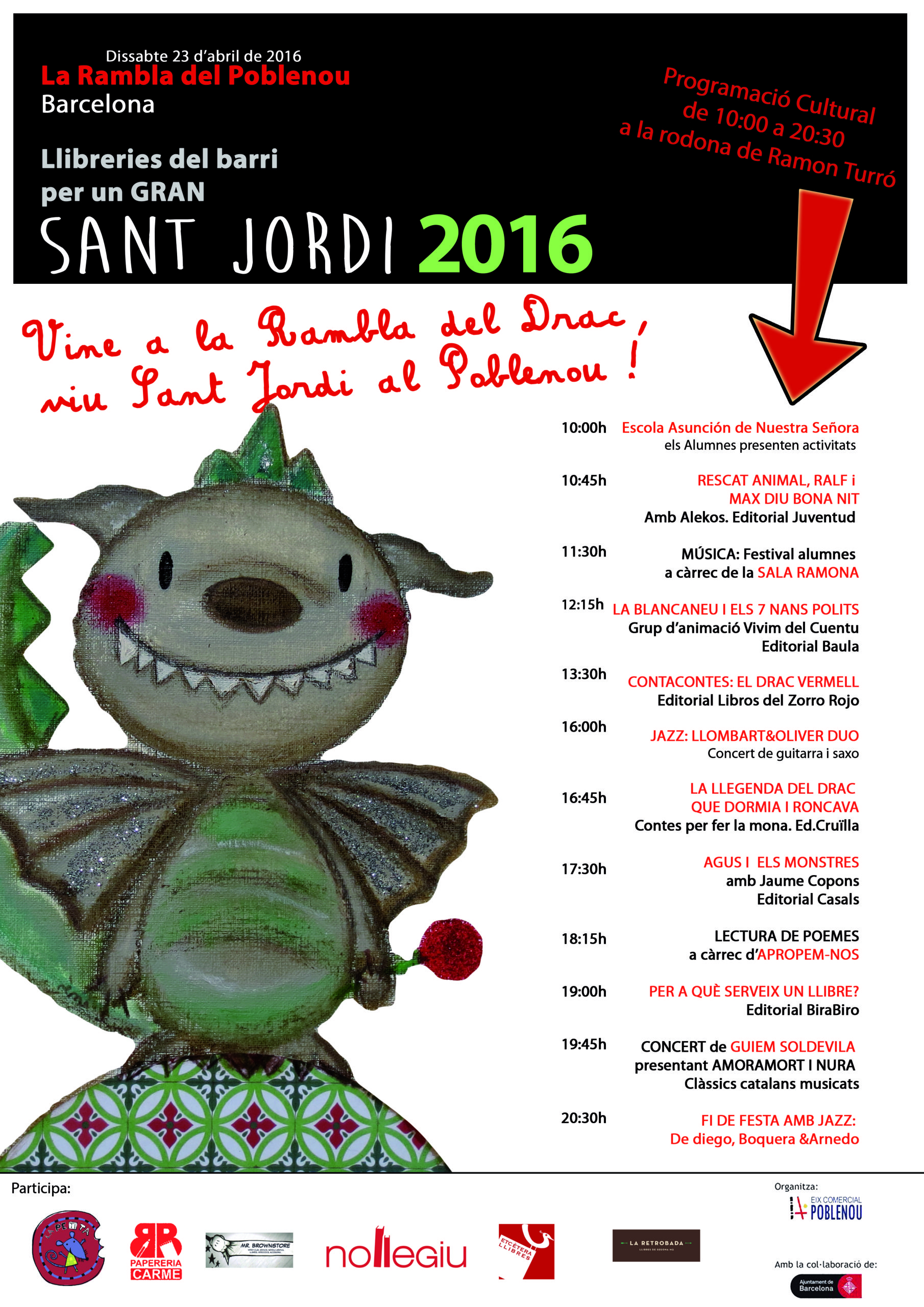 Vuelve Sant Jordi a La Rambla del Drac, en Poblenou